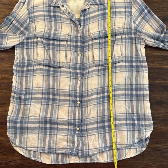 American Eagle Outfitters Seriously Lived In Blue Plaid Shirt Medium - Picture 6 of 11